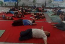 योग संगम कार्यक्रम में निरोगी रहने को किया योगाभ्यास